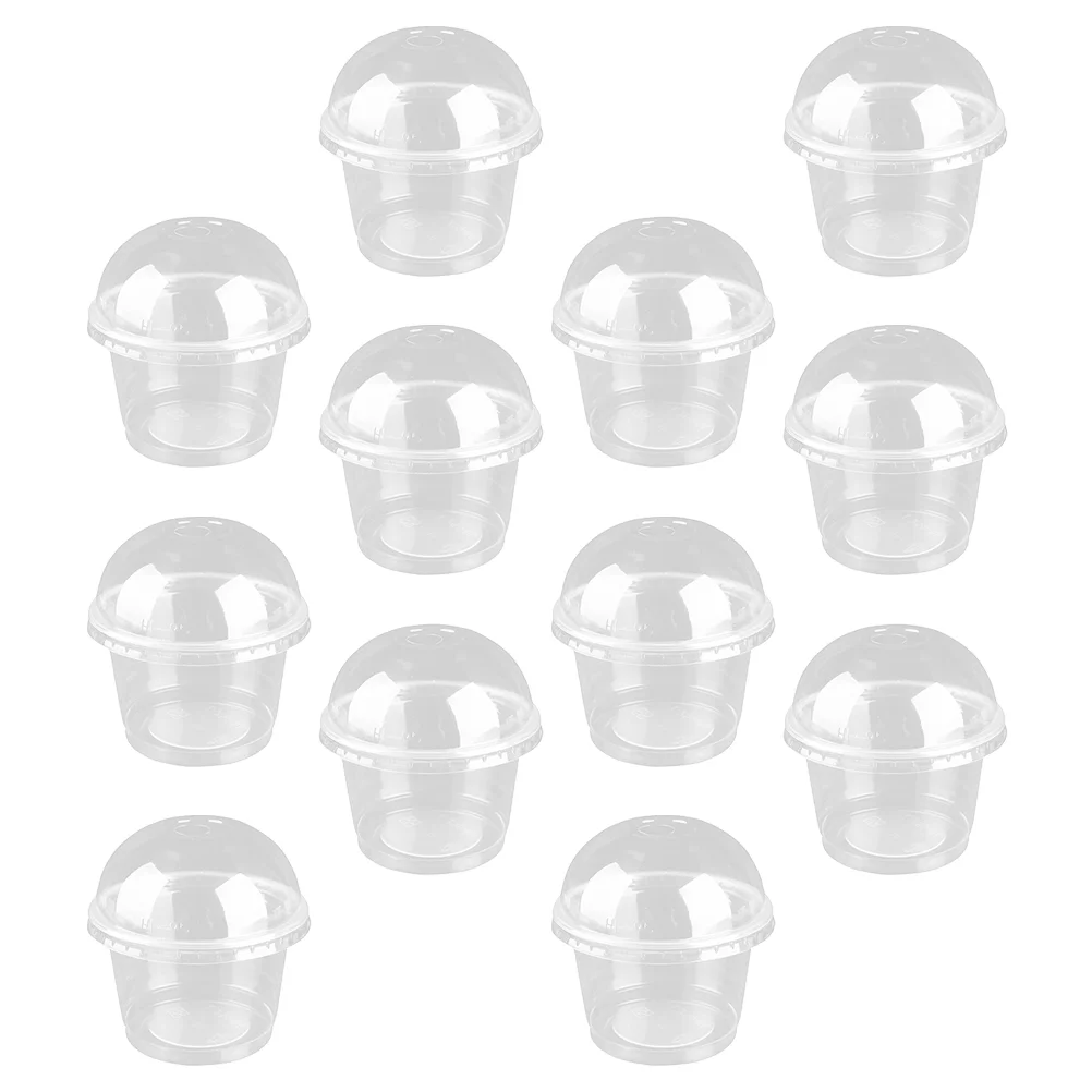 

20 Pcs Disposable Dessert Cup Jelly Mousse Cups Thickened Storage Cupcake Clear Lids Salad Containers