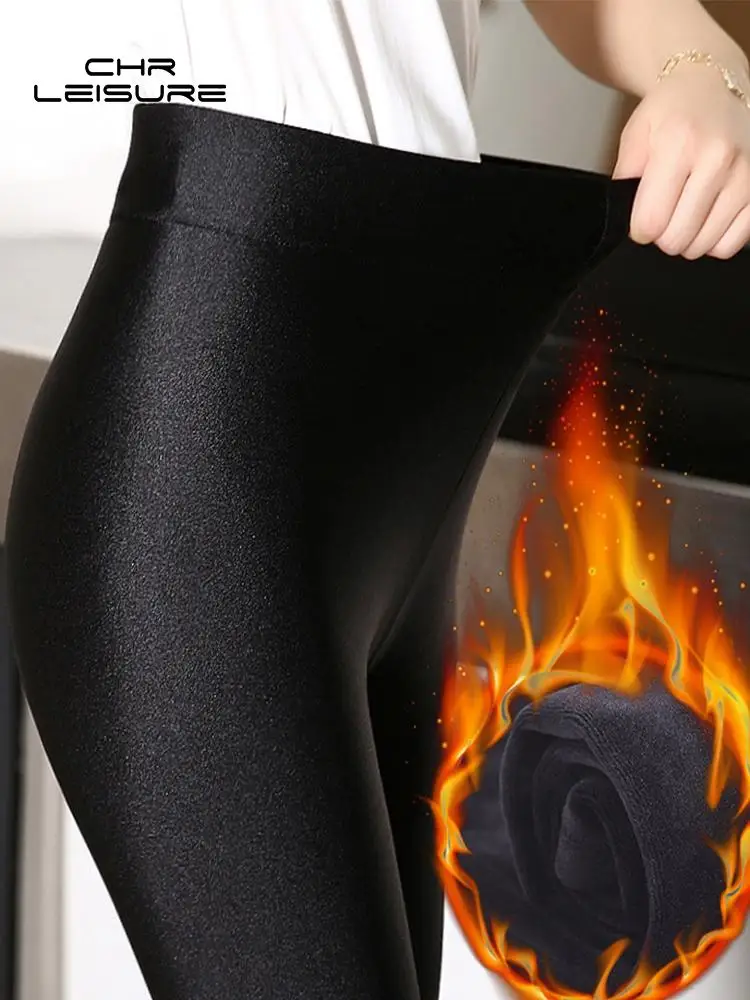 

CHRLEISURE Autumn Winter Warm Women Leggings High Waist Velvet Pants Elastic Thicken Tights Black Slim Leggings Female Clothes