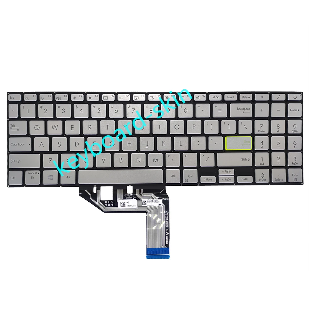 Фото Новая серебряная клавиатура с американской подсветкой для ASUS VivoBook X513 X513E K513 K513E M513 M513 M513I E510 E510M L510 F513 S513 S513U S513E №2
