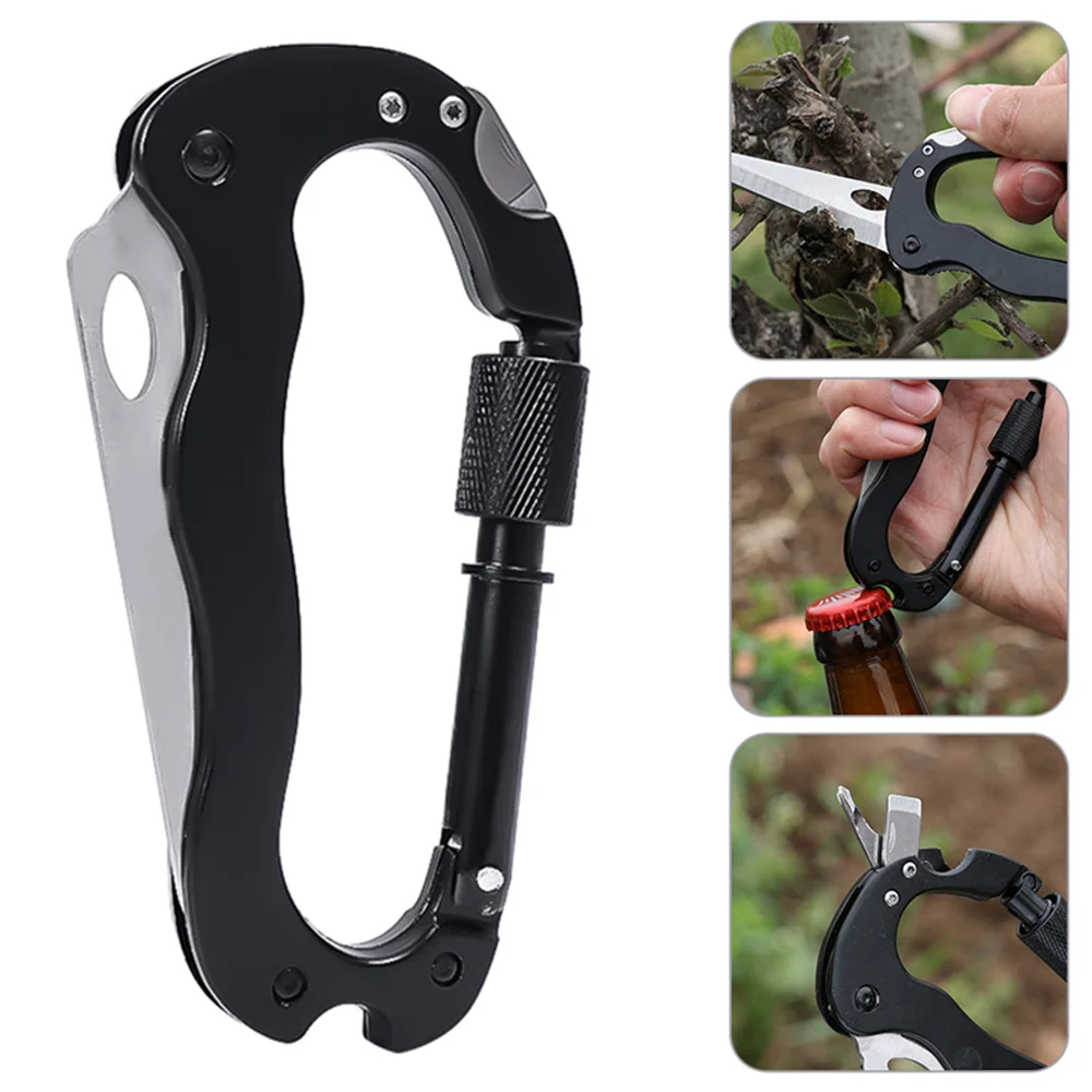 

5-in-1 Multi-function Mountaineering Buckle Fast Hanging Buckle Cross Screwdriver Carabiner Bottle Opener Outdoor Survival Tool