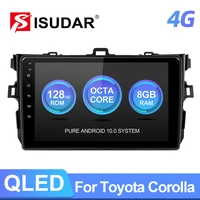 isudar t72 car radio for toyota corolla e140150 2007 2011 android 10 multimedia gps dvr camera ram 8gb rom 128gb 4g wifi qled