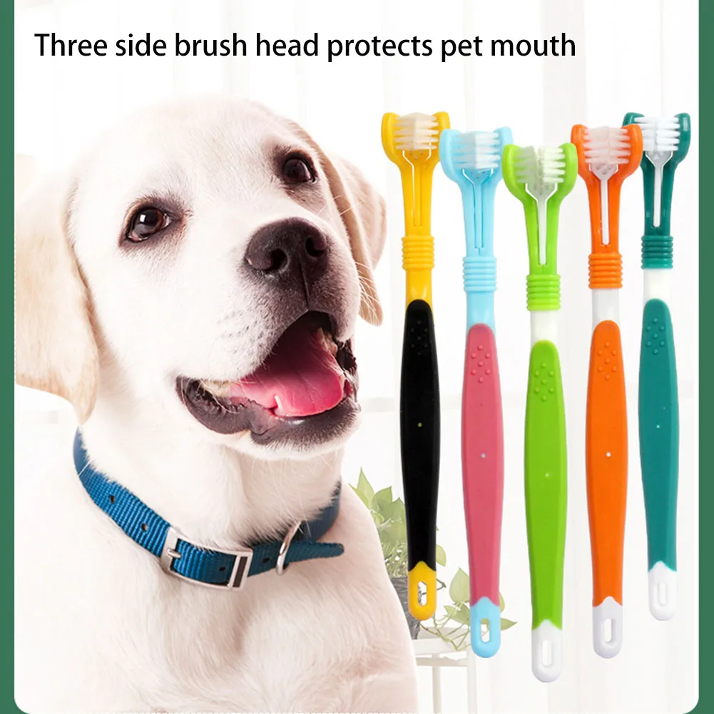 

Pet Toothbrush Three Sided Dogs Brush Addition Bad Breath Tartar Teeth Care Dog Cat Teeth Cleaning Remove Bad Breath Toothbrush