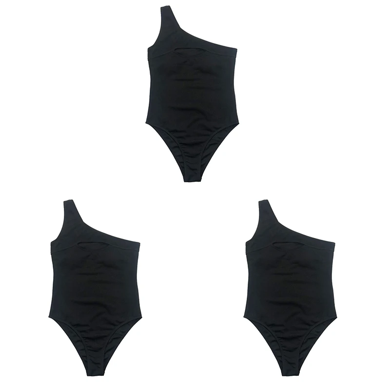 

Купальный костюм на одно плечо, черная одежда для плавания, женский купальный костюм, слитный купальник с пуш-ап, монокини