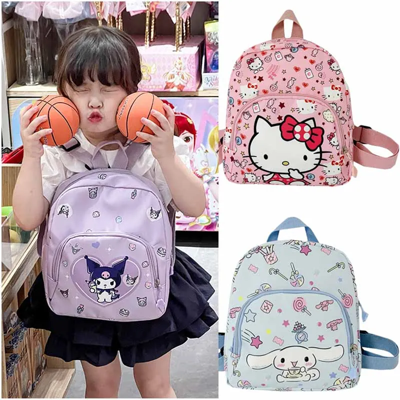 

Sanrios Anime Cinnamoroll HelloKittys Purin Dog Kuromi Cartoon Cute Children Girls Backpack Student Large Capacity Schoolbag