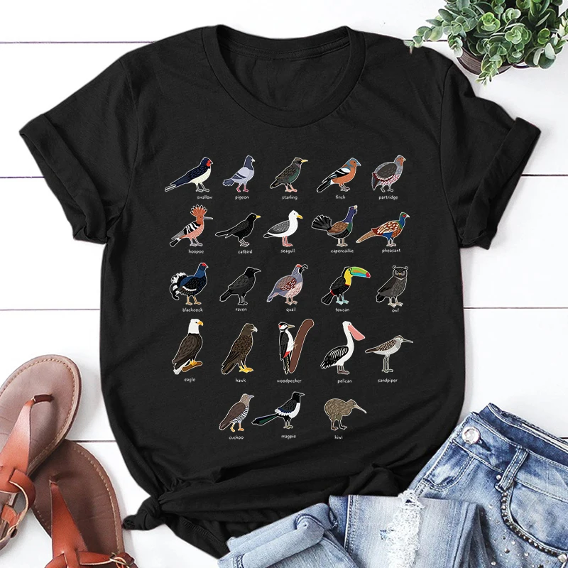 

Fashion Trend Cute Easily Distracted By Birds Graphic Printed Female T Shirt Casual Harajuku Crew Neck Ladies Tshirt,Drop Ship