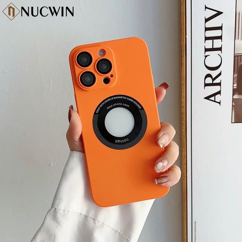 

Logo Hole For Magsafe Magnetic Case for iPhone 14 Pro 13 12 Pro Max Plus Wireless Charge Camera Film Protector Shockproof Cover