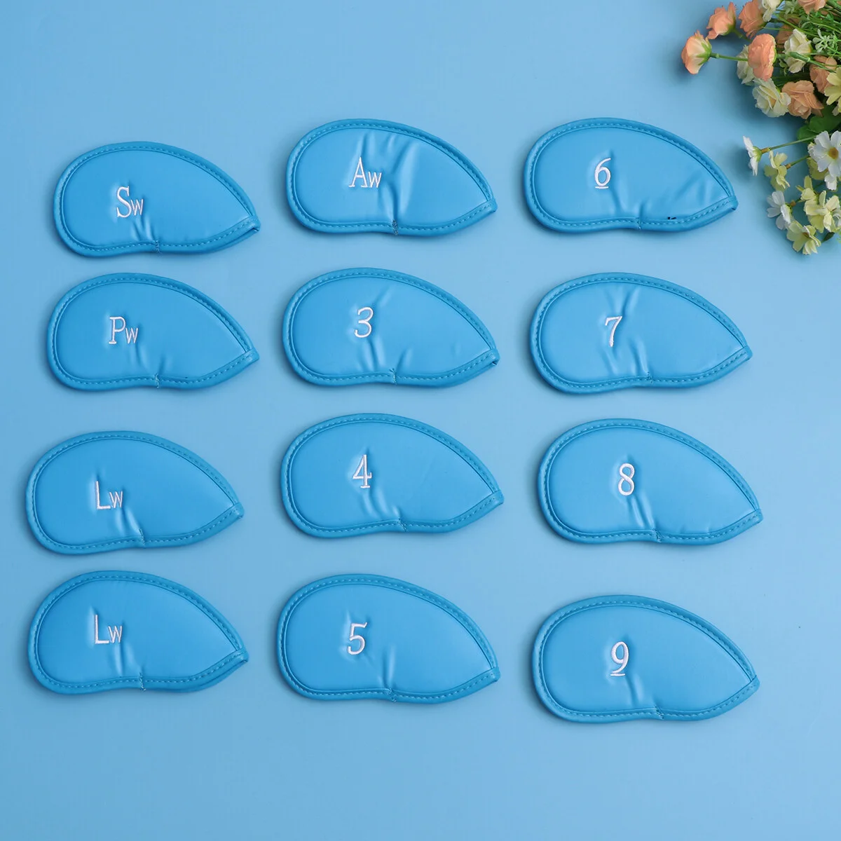 

12 Pcs Synthetic Headcover Set Iron Covers Set Club Head Cover (Blue)