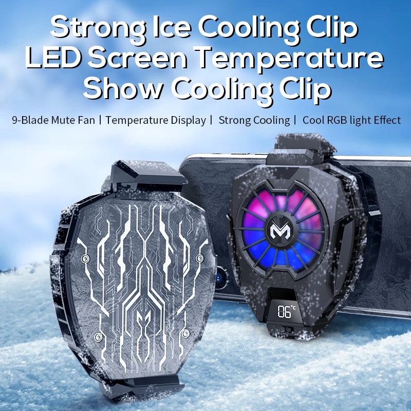 

LXARTISANS Mobile Phone Cooler With RGB Light Effect Cooling Fan Clip Temperature Display Game Radiator For Cell Phones Tablet