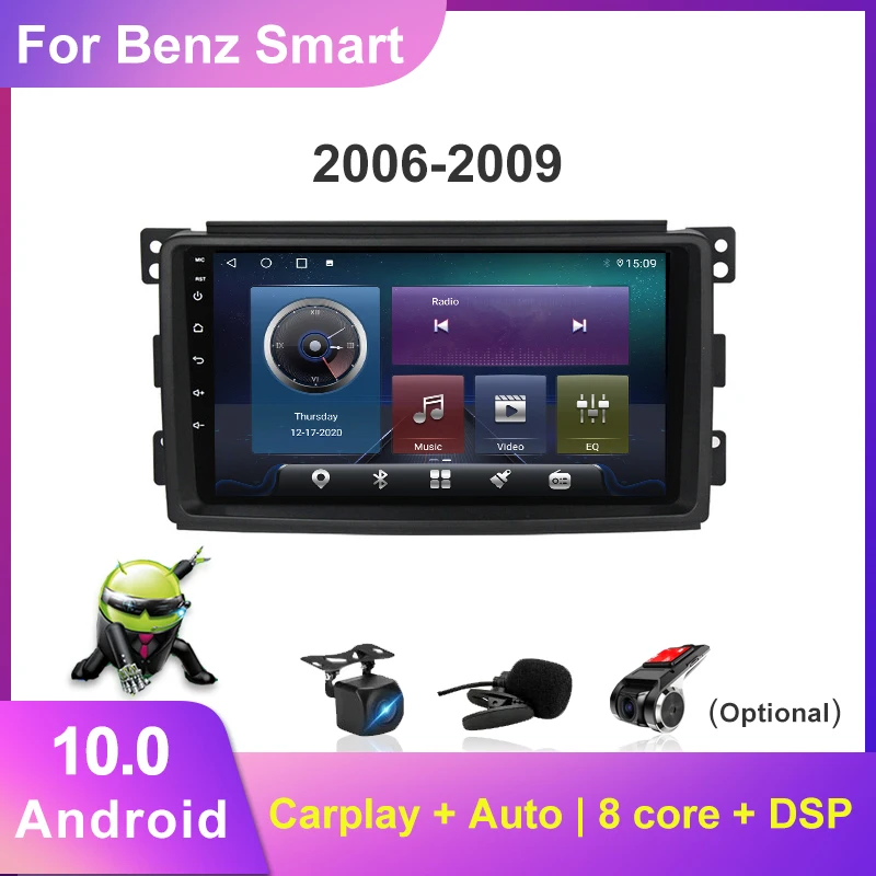 

Автомобильный плеер Yeanav для Mercedes Benz Smart 2006-2009, радио, мультимедиа, видеонаблюдение, GPS, 2 Din, Android 11, Bluetooth, USB