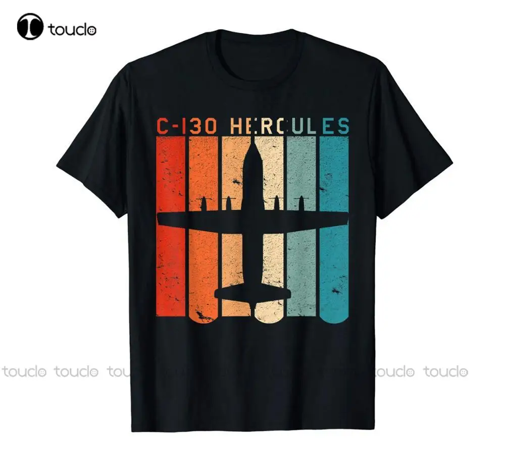 

C-130 Hercules Airplane Retro Vintage Style Aviation T-Shirt New Summer Men Cotton Cool Short Sleeve Tee Shirts