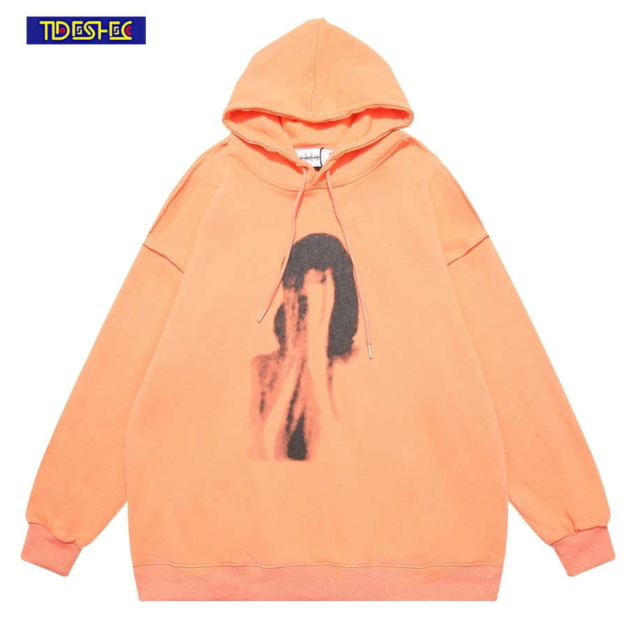 

Женская толстовка большого размера Y2K в готическом стиле, уличная одежда в стиле Харадзюку, Свободный пуловер в стиле хип-хоп, худи с портретным принтом