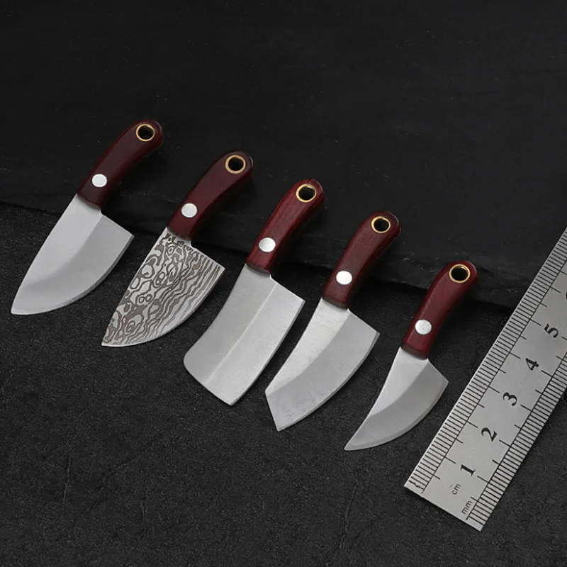 

Wood Handle Kitchen Keychain Pocket Knife Stainless Steel Camping Small Mini Portable Knife Peeler Fixed Blade Multi EDC Tool