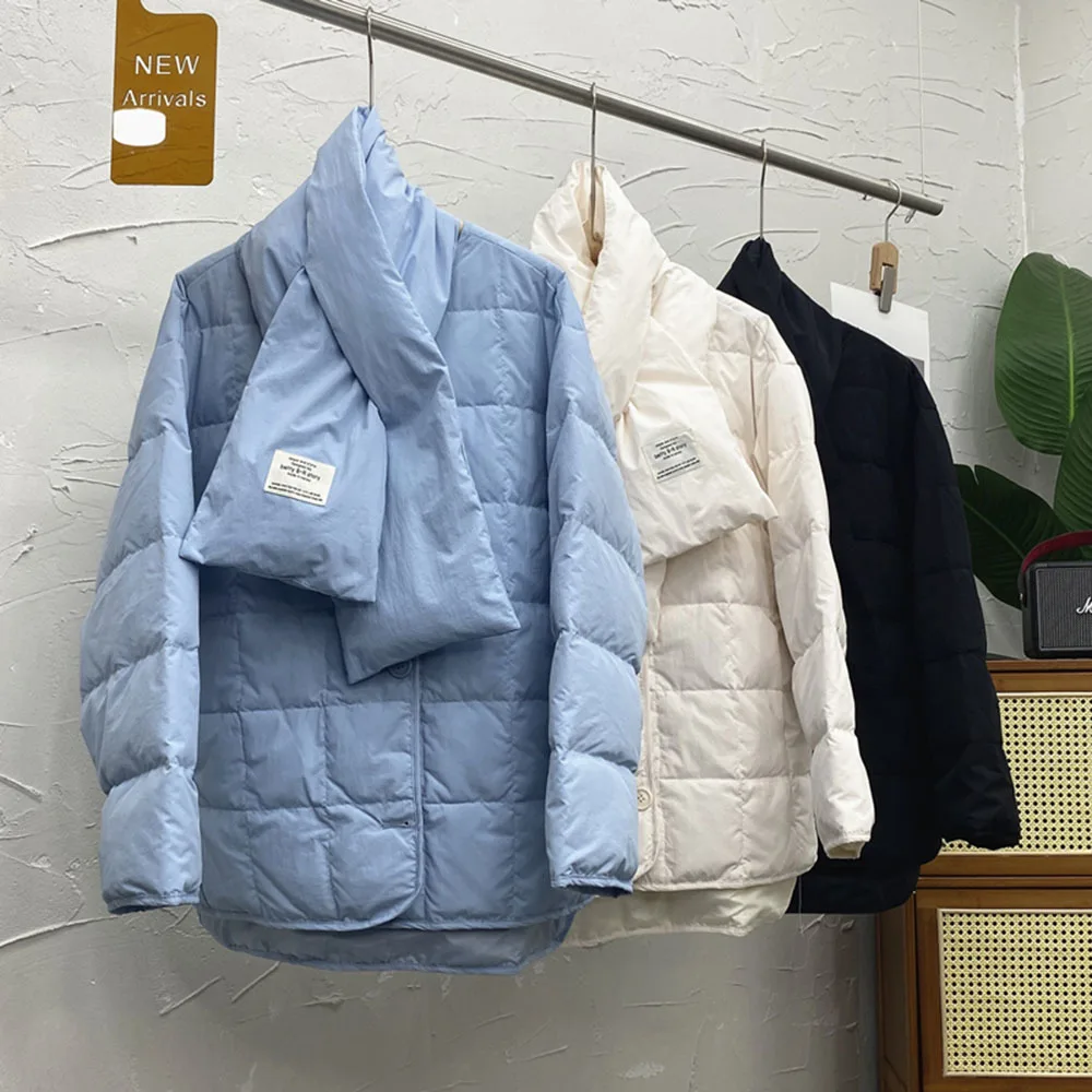 

2022 New 90% White Duck Down Down Jacket Female Loose Jacket Warm Ladies Coats Single Breasted Oversized Outerwear