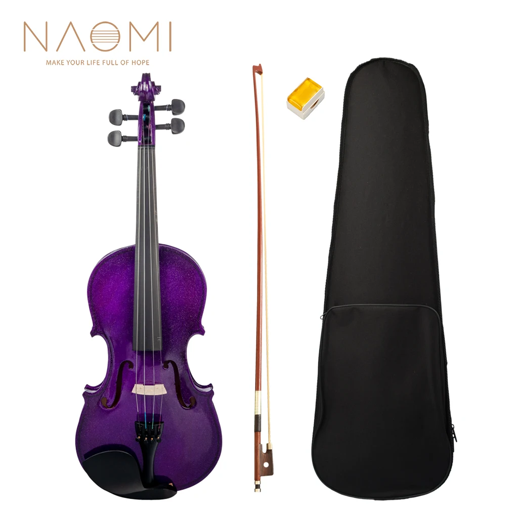 NAOMI Acoustic Violin 4/4 Full Size Violin Fiddle Solid Wood Violin For Students Beginners New
