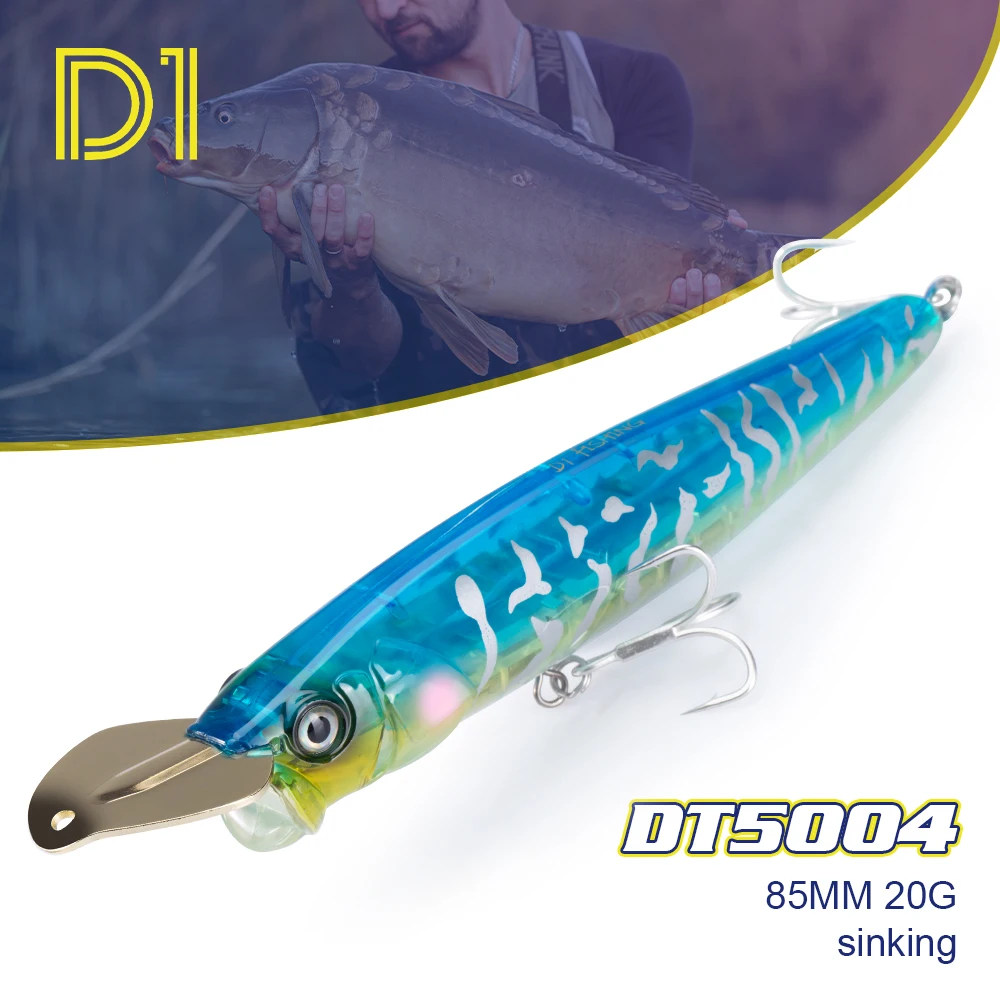 D1 Sinking Popper Fishing Lures Kit Metal Lip 85mm/23g 65mm/13g 150mm/77g Riser Bait Artificial 2022 New Items Wobblers DT5004
