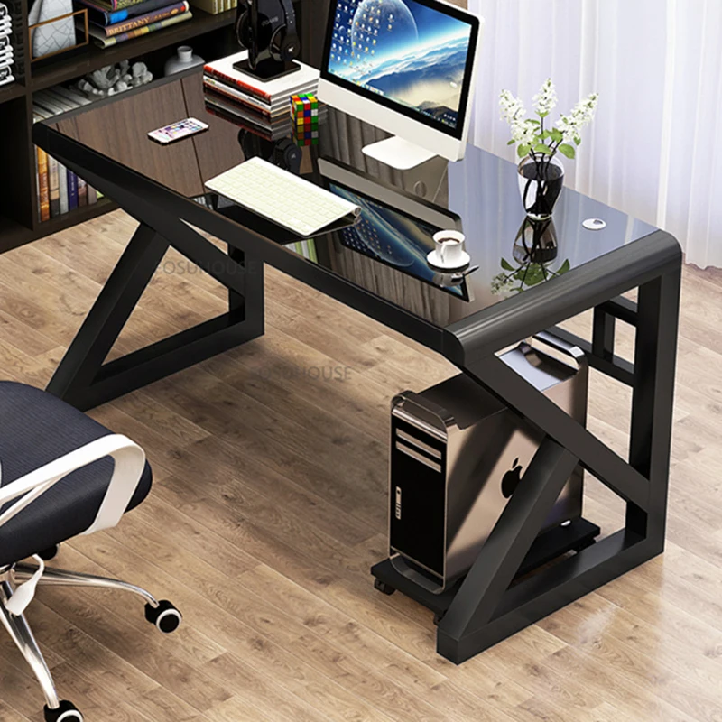 

Современное закаленное стекло для офисной мебели, компьютерные столы, креативный женский высококлассный игровой стол для дома