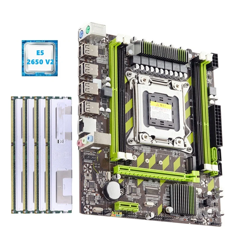 

Набор материнской платы X79 для компьютера, X79 с процессором Xeon E5 2650 V2, Max 16 ГБ, 4X, 4 Гб, DDR3, ECC REG, 1600 МГц, NVME для игрового сервера