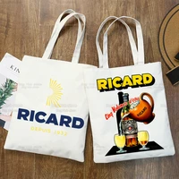 ricard graphic cartoon printed canvas shoulder bag female harajuku funny large capacity eco environmental ricard shopper bag
