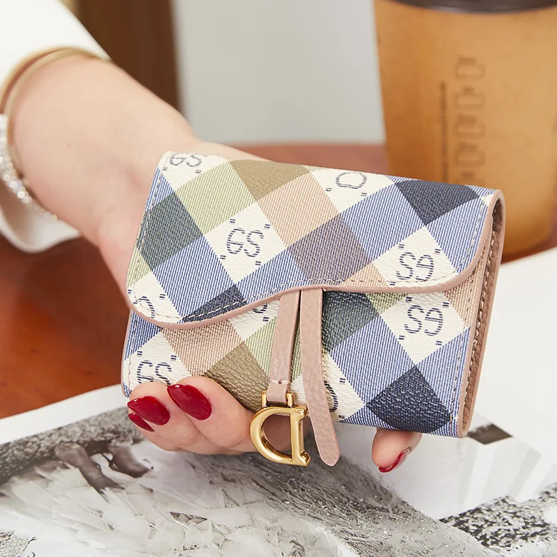 Fashion Houndstooth Card Holders Women Genuine Leather Saddle Card Bags Panelled Plaid Cowhide Female Credit Business Cards Case