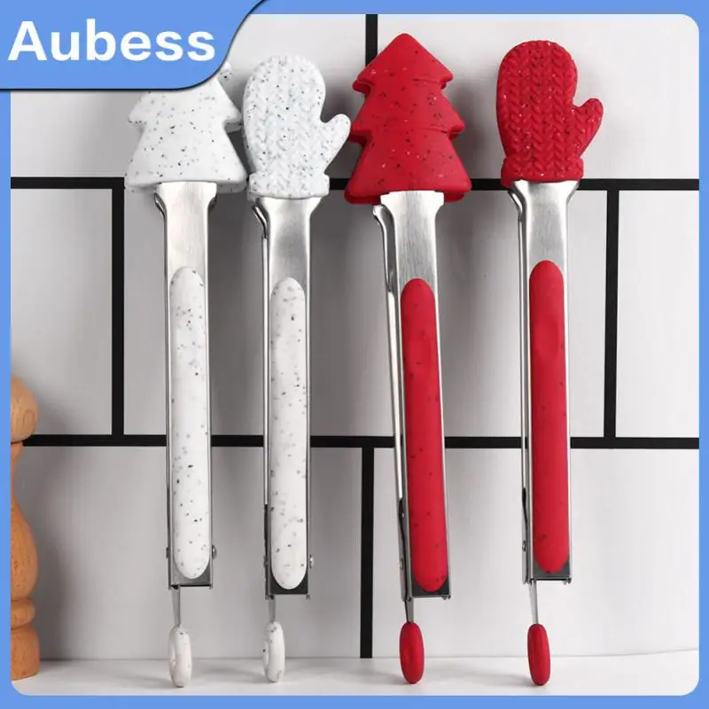 

Food Tong Stainless Steel Silicone Food Clip Christmas Style Baking Cooking BBQ Grilling Clip Cooking Tong Kitchen Accessories