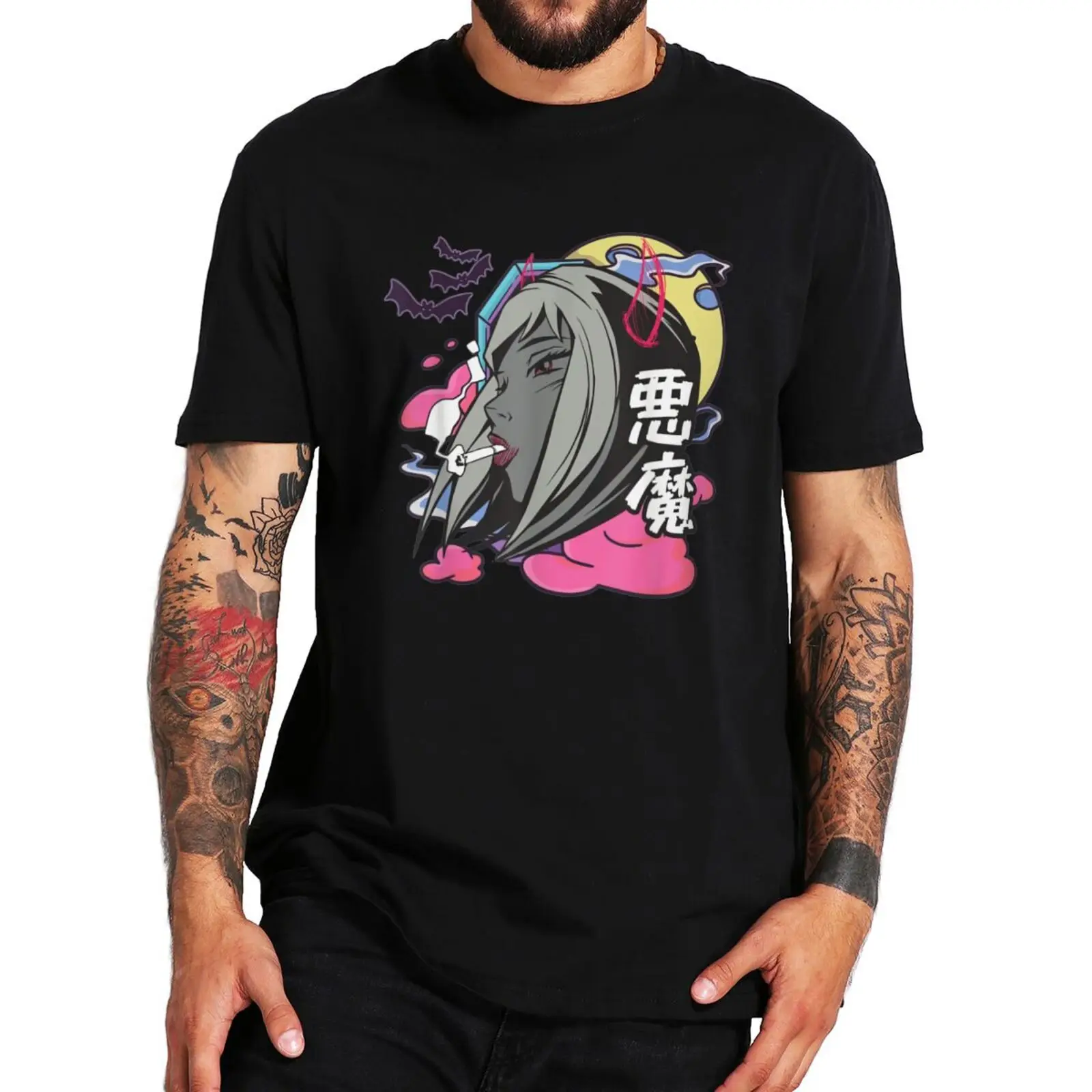 

Kaus Gaya Gotik Gadis Kawaii Anime Kaus Setan Emo Punk Okultisme untuk Pecinta Musik Rock 100% Katun Ukuran Eropa Camiseta