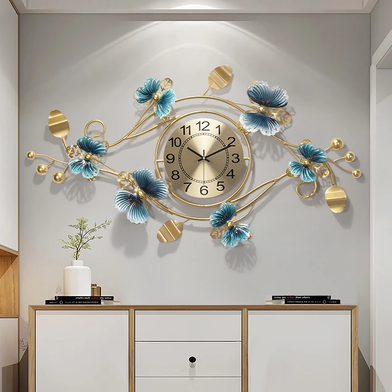 

Luxury Digital Wall Clock Modern Design Mechanism Chinese Style Silent Metal Wall Clock Living Room Reloj De Pared Home Decor 5