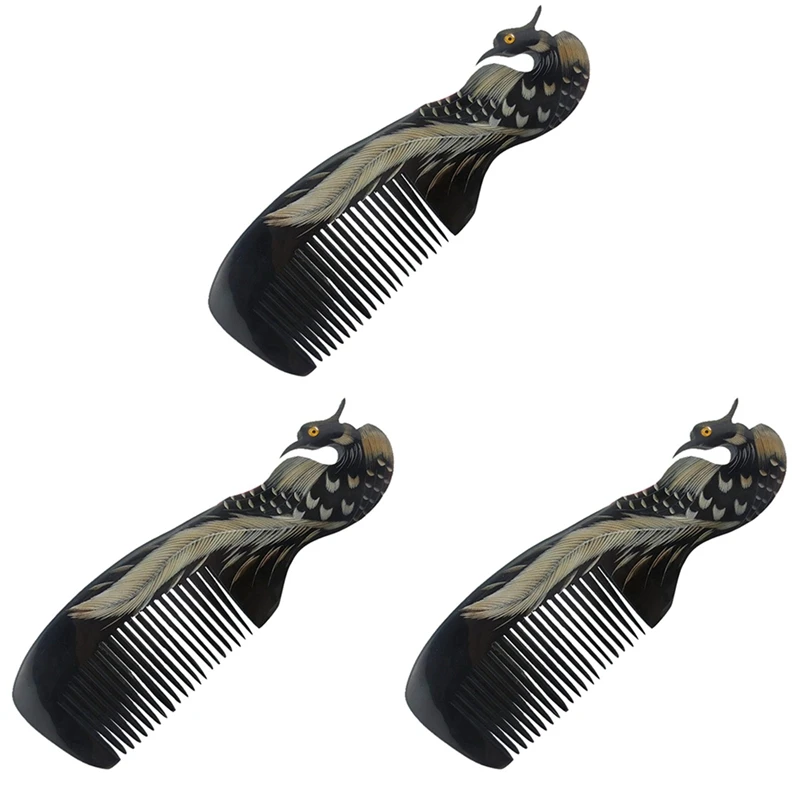 

3X Retro OX Horn Comb Hair Brush Health Scalp Massage Combs Detangle Magic Anti-Static Comb