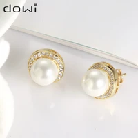 dowi large 10mm shell pearl stud earrings for women engagement wedding luxury trendy jewelry gifts kroea style high quality