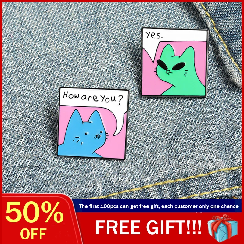 

Anime Cat Talks Enamel Pins Cute Broches For Women Summer Accessories Japanese Fashion Backpacks Clothes Badge Funny Gifts