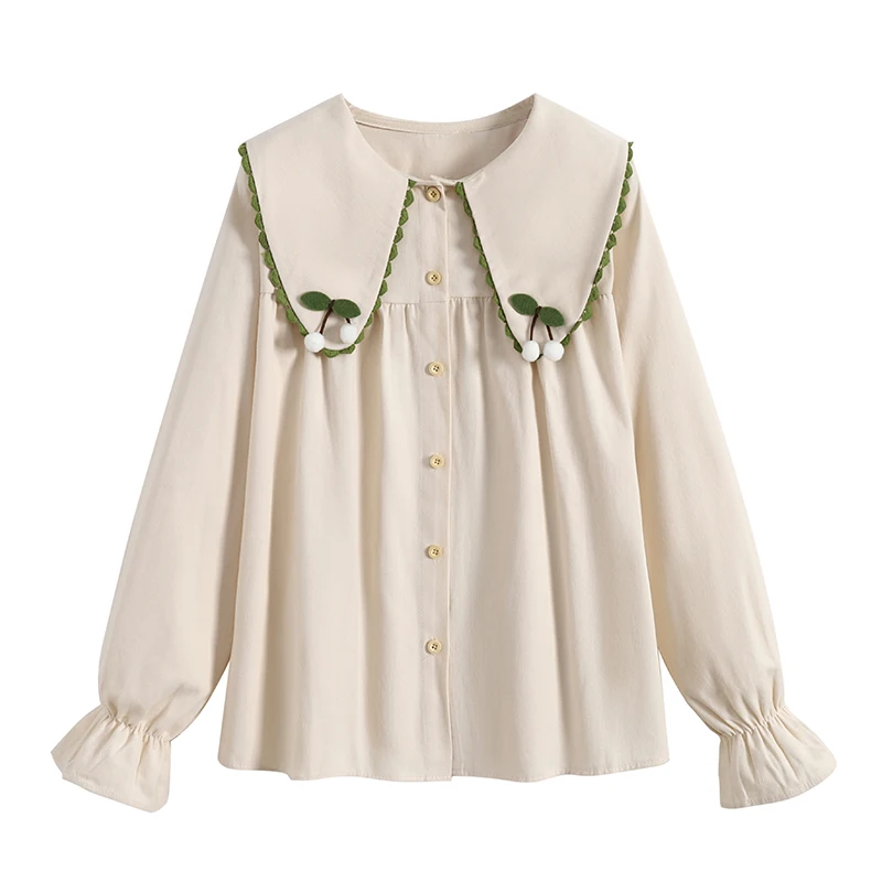 Sweet Japan fashion Design Sense Stacked Sweater vest Doll Collar Long sleeve Shirts Women Spring 2023 New Two-piece Set