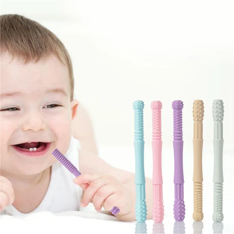 

Baby Tube Teether Toy Infants Soother Nursing Baby Teeth Sensory Chew Molar Stick Children Avoid Eat Finger Toy Wholesale
