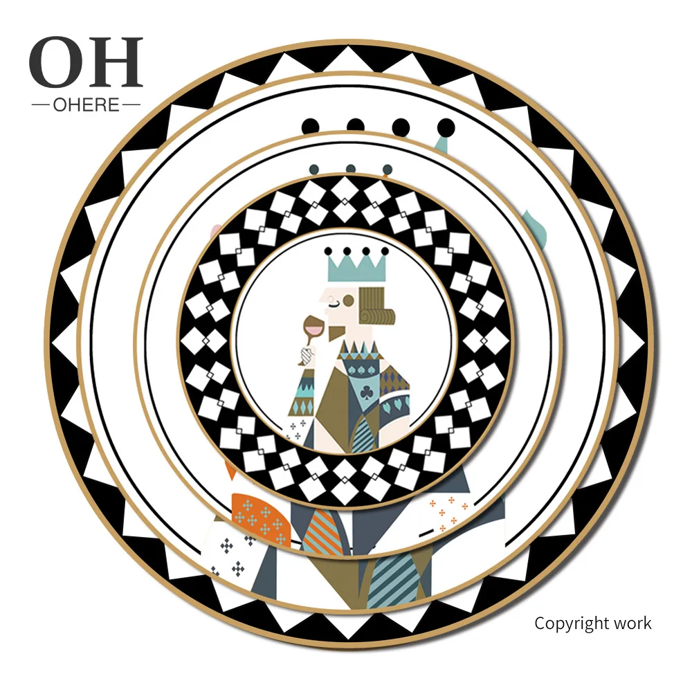 

Vintage ins Style Poker Bone Porcelain Dining Plate Fashion Home Decoration Western Breakfast Plate