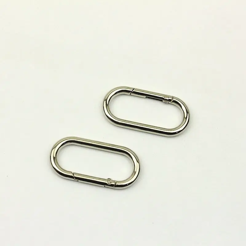 20pcs 40mm Spring Metal Oval O Rings Buckles Trigger Clasp Clip for Bag Strap Webbing Keychain Carabiner DIY Handbag Accessory