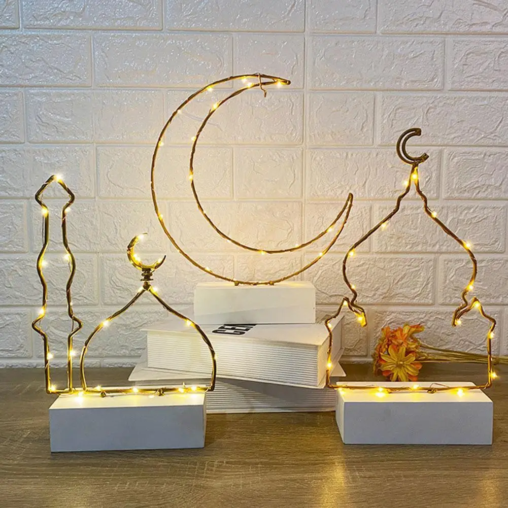 

Ramadan Moon Night Light Decorations Lights Super Bright Eid Mubarak Iron Ornaments Creative Table Decoration Crescent Lights