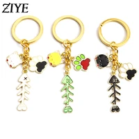 cute fishbone kitten footprints alloy keychain multicolor cat animal key chains for kids women man bag accessories keyring gifts