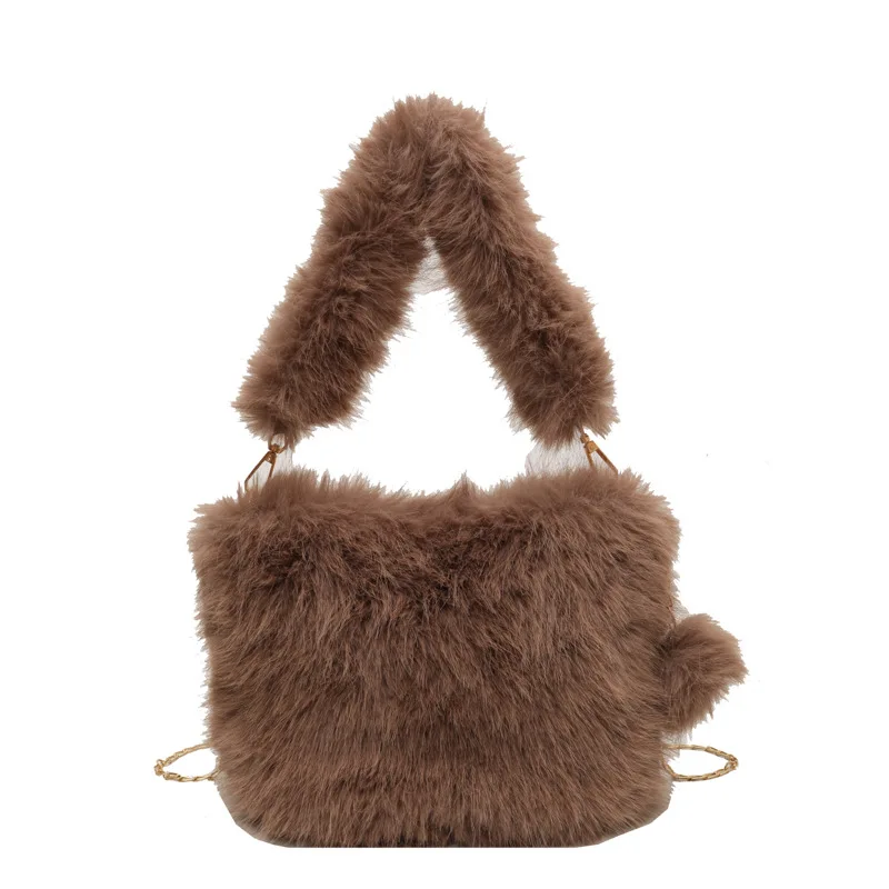 Стильная Мягкая Женская Роскошная пушистая плюшевая сумка Повседневная простая