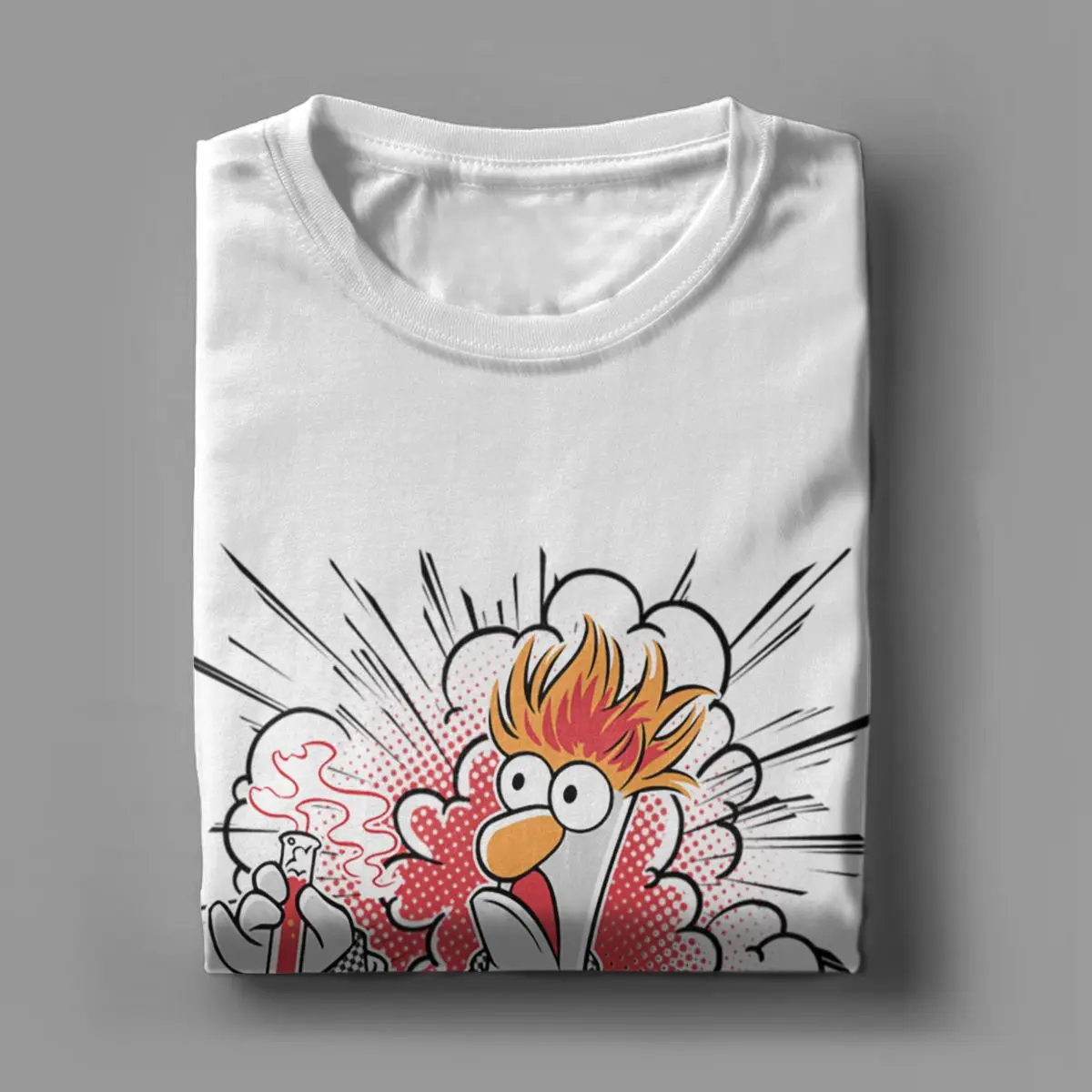 Фото Мужские футболки Disney Muppets Beaker Meep, новинка, футболки из чистого хлопка с коротким рукавом, футболка с круглым вырезом, одежда для взрослых №5