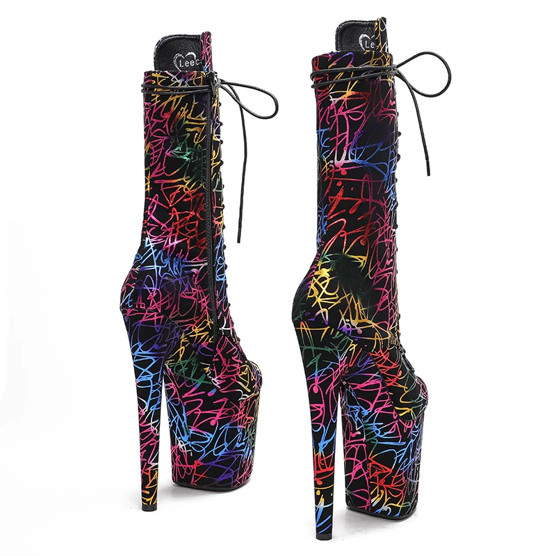 Leecabe  Colorful Upper 20CM/8inches  High Heel platform  open toe Pole Dance boots
