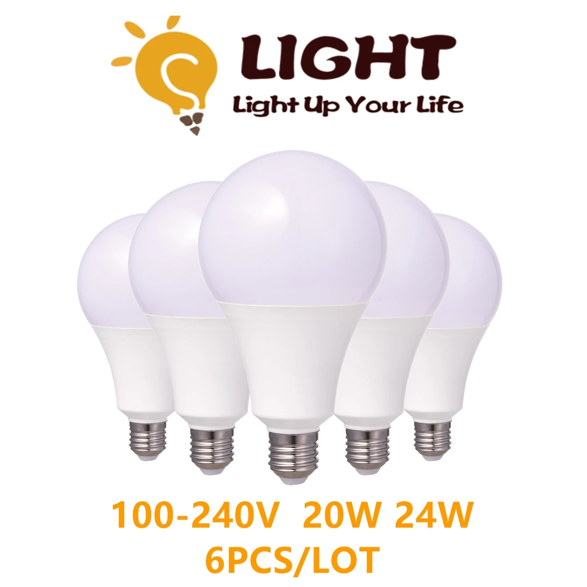 

6PCS/LOT Lâmpada LED de alta potência A80 100V-240V E27 B22 20W 24W 100LM/W for mall home lighting super bright warm white light