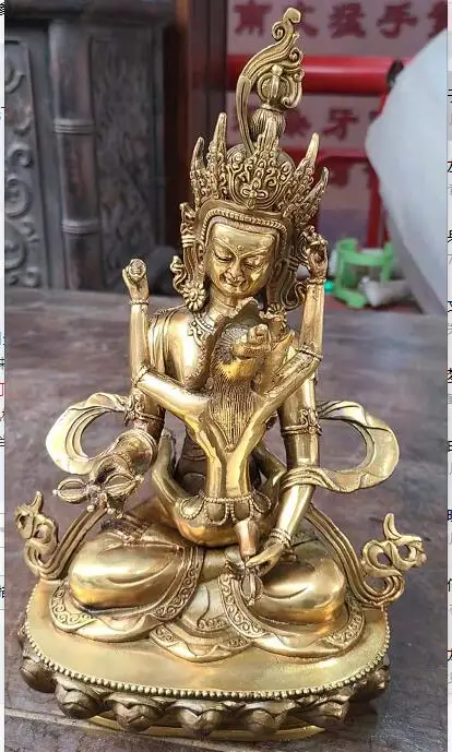 

Коллекционная тибетская буддийская из бронзы Vajrasattva yбезымянная статуя Будды 28 см 2 кг свадебное медное украшение реальная латунь