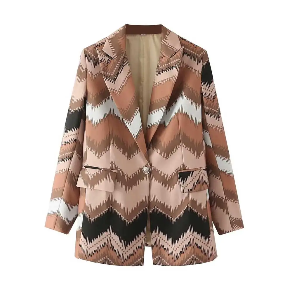 

Женский блейзер, пальто, винтажная Повседневная куртка с принтом, зимняя одежда, модная женская верхняя одежда с длинным рукавом и карманам...