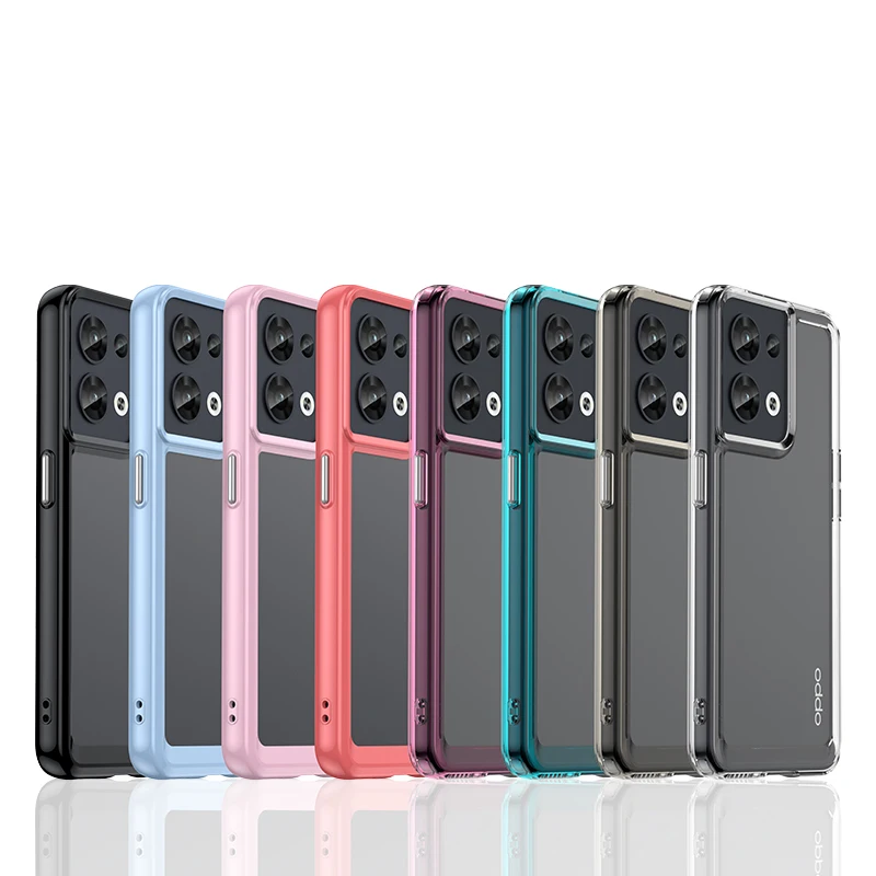 For OPPO Reno 8 5G Clear Case Reno 8 Cover Funda Shell Hard Translucent Soft Frame Shockproof Bumper For OPPO Reno 8