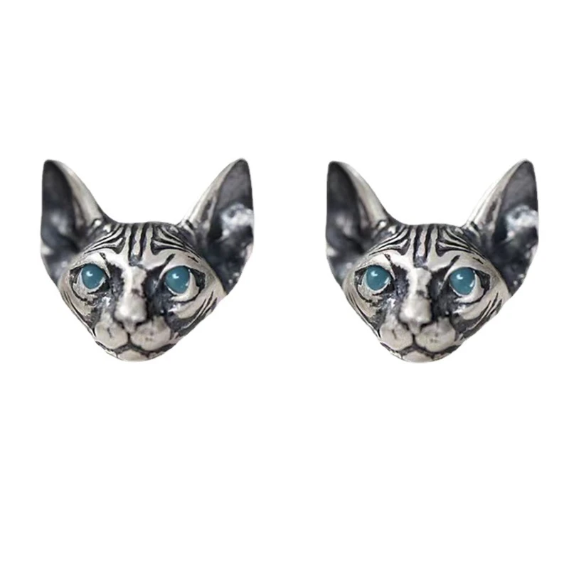 

Vintage Hairless Cat Earrings For Women Punk Gothic Jewelry Accessories Creative Fashion Gift To Girlfriend Chic Aretes De Mujer