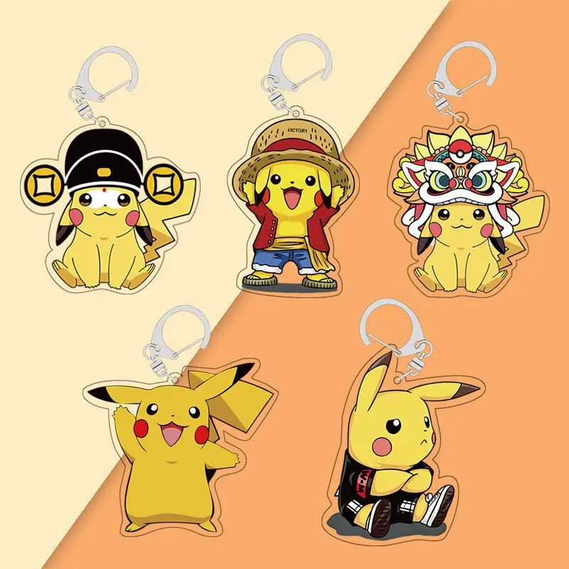 

Anime Peripheral Acrylic Pikachu Cute Keychain Pokemon Figure Bag Pendant Creative Car Key Small Ornament Toy Gift for Kids Boys