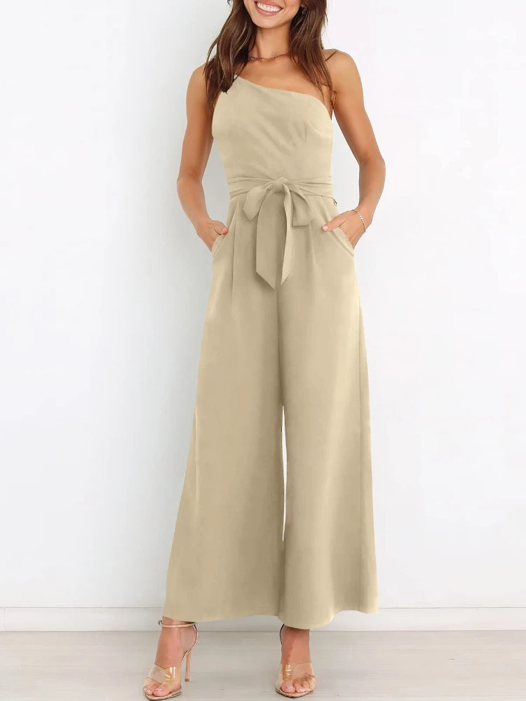 

Шикарный и элегантный женский комбинезон на весну и лето, однотонные прямые брюки с открытыми плечами, цельный комбинезон на бретелях для ж...