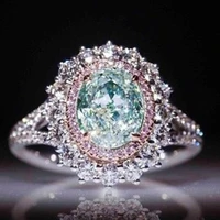 european and american fashion green crystal full circle inlaid pink crystal ladies engagement ring wedding rings whole sale