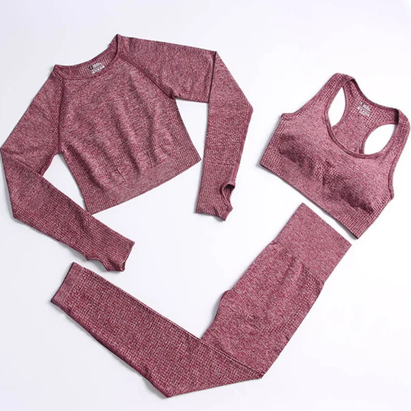 

Women's Sportswear Yoga Set Elastic Sports Bras Seamless Leggings Fitness Clothing Gym Workout Athletic Wear Yoga Suit 2/3Piece