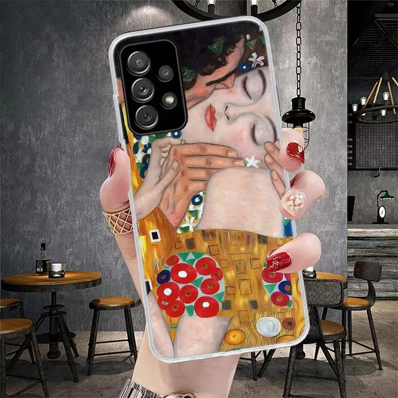 Фото Поцелуй Густава Климта Дизайн Мягкий чехол для телефона Samsung Galaxy A13 A14 A15 A16 A53 A54 A55 A56 A33 A34 A35 A36 A23 A24 A25 A26 A0 №4