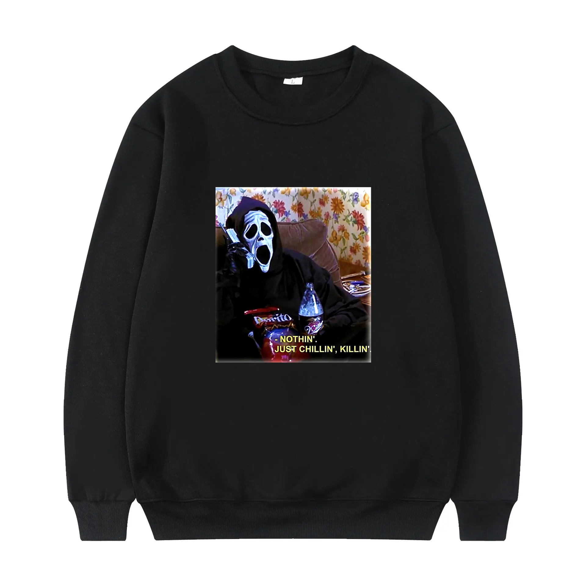 

Nothin Just Chillin Killin Horror Thriller Scream Movie Winter Long-sleeved Thick Loose Simple Comfortable Unisex Sweatshirts