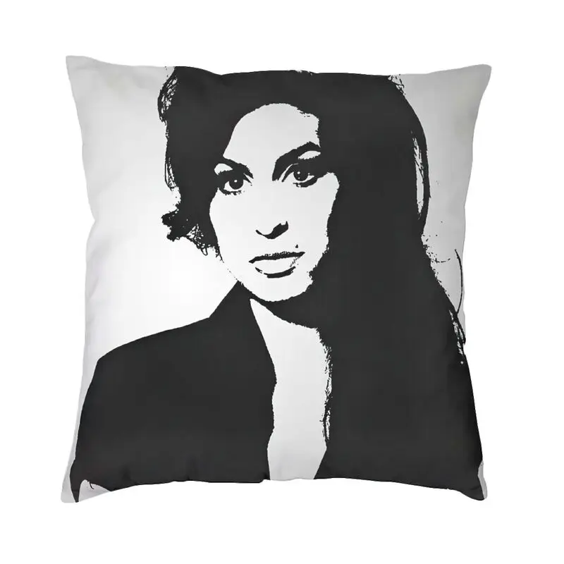 

Amy Winehouse Portrait Square Throw Pillow Case Home Decor Two Side Printing British Singer Cushion Cover for Living Room